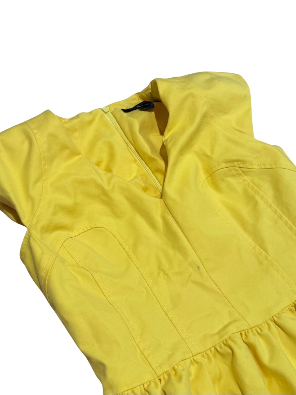 French Connection Yellow Fit & Flare Dress Size 8 V-Neck Cap Sleeve - Picture 3 of 11